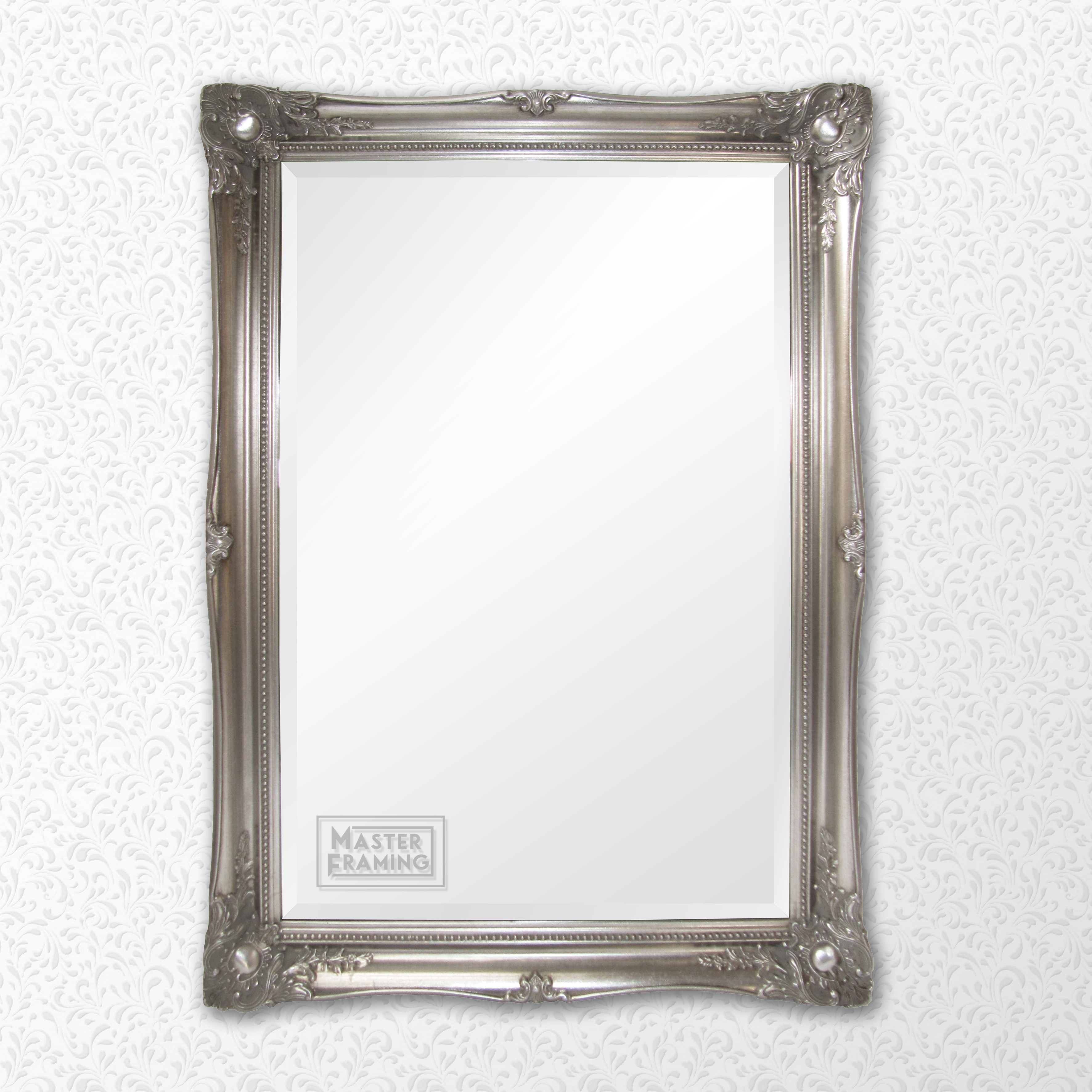 silver beaded ornate framed mirror 491s